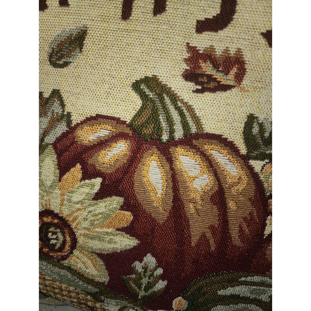 Happy Fall Pillow Pumpkin's Leaves and Sunflower Tapestry Holiday Autumn 20x12 - Picture 4 of 9